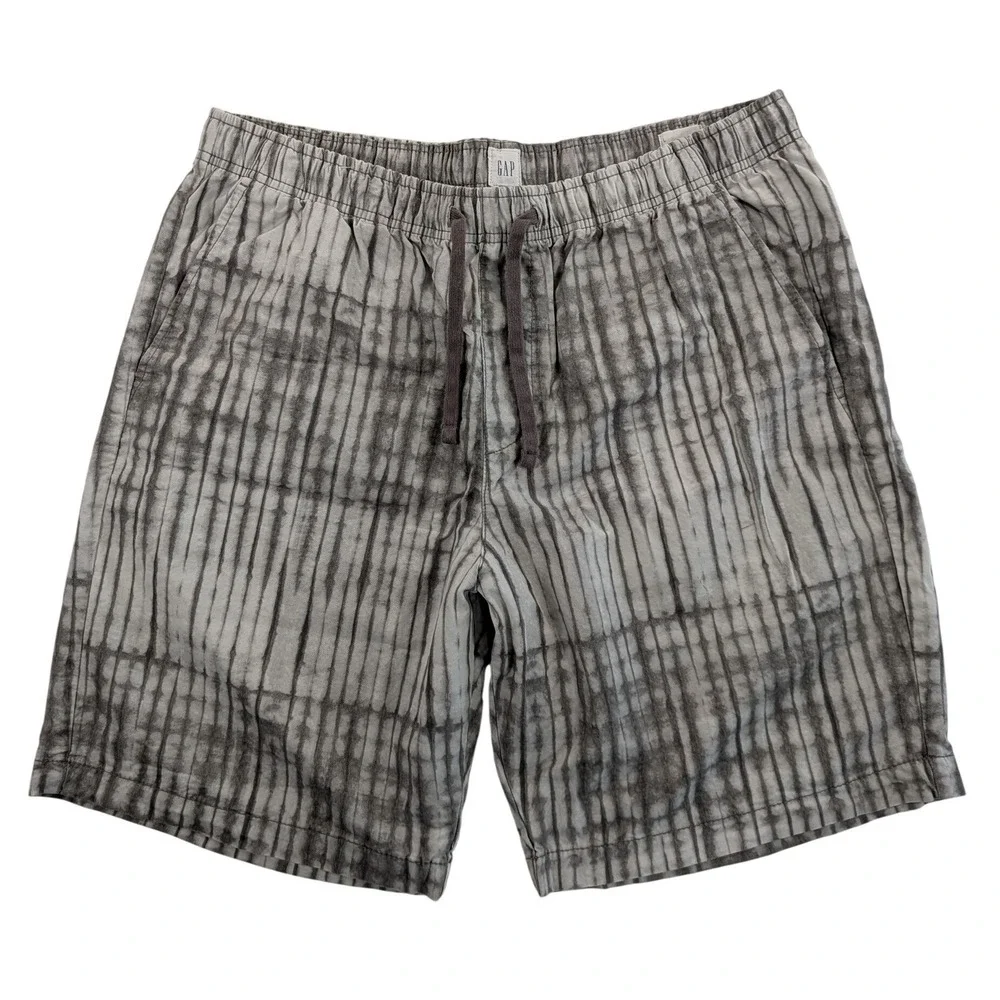 Gap Shorts Mens Large Grey White Tie Dye Stripe 9